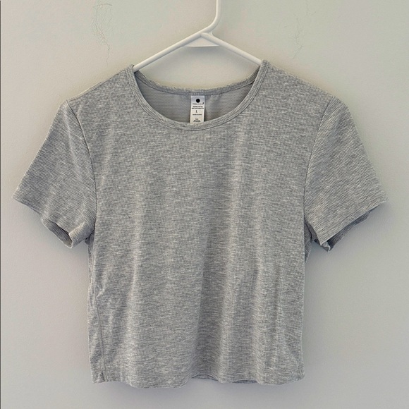 Yogalicious Tops - Yogalicious Heather Gray Stretchy/ Built in Bra-Crop Top Size L